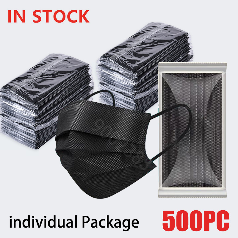 Black Face Mask Pack - 10–500 Stück Erwachsene Maske Einweg individuelle